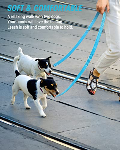 oneisall Correa para perros de nailon, 2,5 m para perros pequeños y grandes, ajustable en 3 posiciones, resistente correa de arrastre, correa de entrenamiento y mosquetón en D (azul)