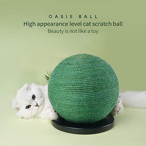 ONEVER Tablero Rascador de Gato, Rascador de Gato de Yute Natural, Poste Rascador de Gato Cactus con Bola de Juguete - Juguete Interactivo de Gato Sisal 20 X 22 Cm