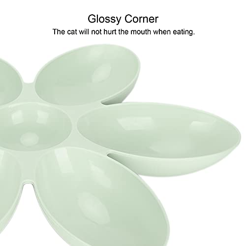 Onewer Cuenco de Plástico para Gatos, Cuenco de Comida para Gatos Funcional de Esquina Redonda de 6 Rejillas para Comida para Gatos para Agua(Verde)