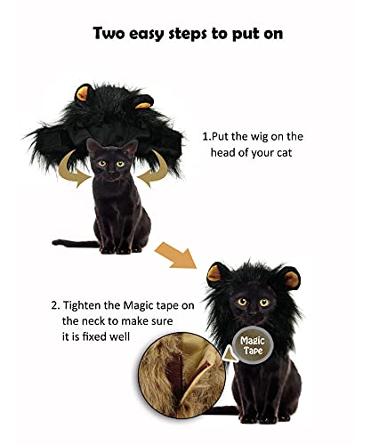Onmygogo Peluca de melena de león para gatos y perros, divertidos disfraces de gato para Halloween Navidad, accesorios de ropa para mascotas (M, reno)