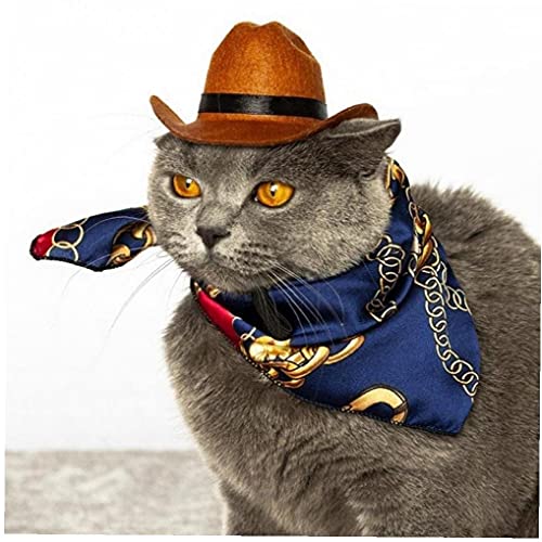 Onsinic 1 Unid Hombre Petría Divertido para Dog Cat Cat Westernow Cowboy Hat Photo Proporte Cap Perro Universal para Poste Calle Halloween Accesorios Pet Mascotas