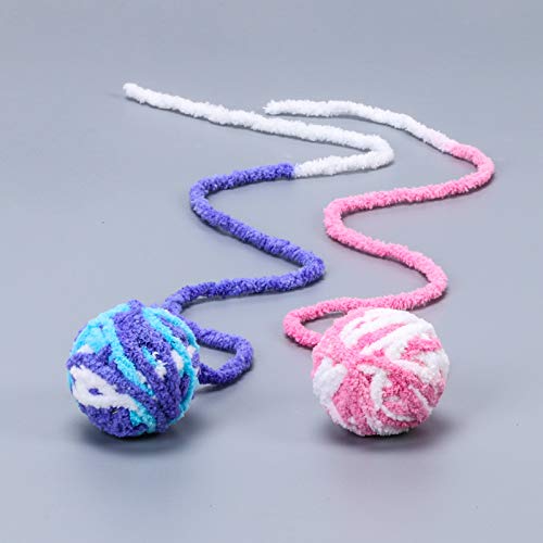 Onsinic Larga Cola Fuzzy Cats Wool Ball Juguete Colorido Cuerda Bola Mascota Gato Juguetes Gatito Teaser