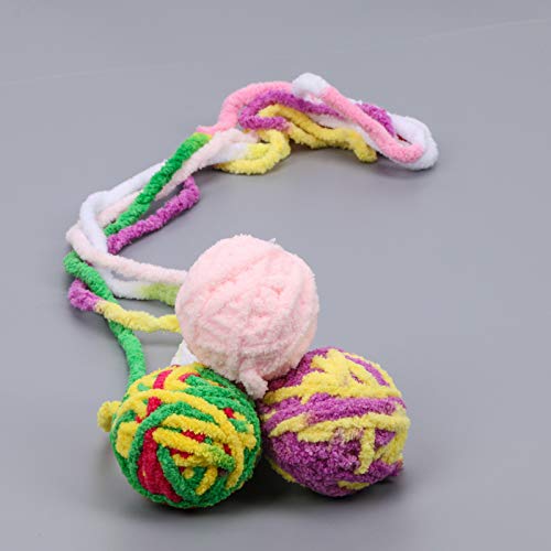 Onsinic Larga Cola Fuzzy Cats Wool Ball Juguete Colorido Cuerda Bola Mascota Gato Juguetes Gatito Teaser