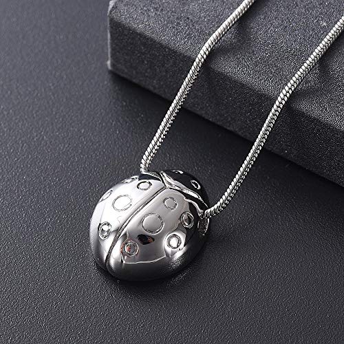 OPPJB Collar De Cenizasacero Inoxidable Mariquita Urna De Cremación Joyería Portátil Cenizas para Mascotas Collar Recuerdo Memorial Colgante Señoras Hombres