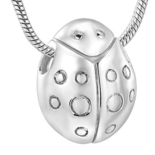 OPPJB Collar De Cenizasacero Inoxidable Mariquita Urna De Cremación Joyería Portátil Cenizas para Mascotas Collar Recuerdo Memorial Colgante Señoras Hombres