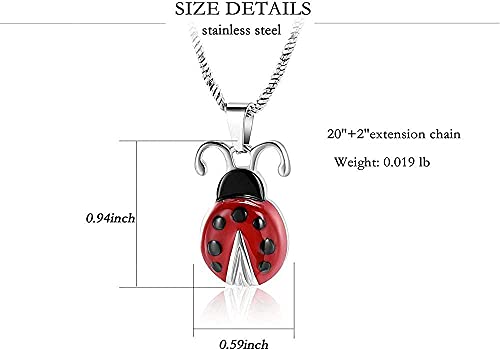 OPPJB Collar De Cenizasjoyería De Cremación Collar De Urna con Forma De Animal para Cenizas Recuerdo De Cenizas De Acero Inoxidable Mini Joyería De Urna para Cenizas Humanas/De Mascotas-Mariquita