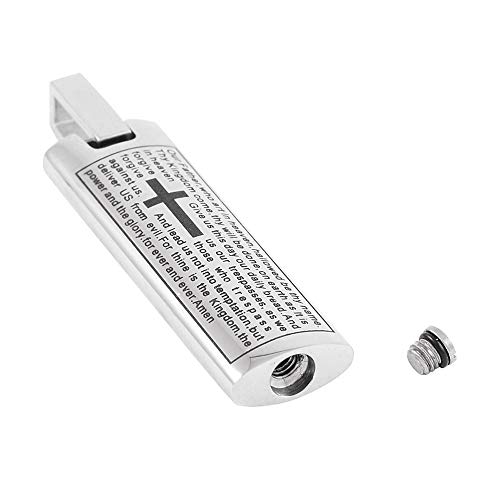 OPPJB Urna Collar De Cenizacolgantes De Cremación Colgante De Acero Inoxidable Impermeable Conmemorativo Abierto con Estampado De Letras Y Cruz