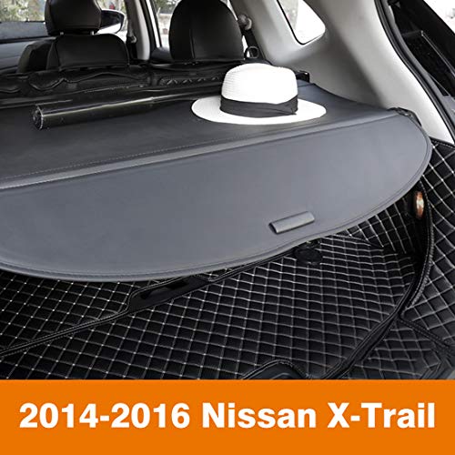 OREALTOOL Cubierta de Carga Retráctil, Pantalla Retráctil para Maletero Negra para X-Trail Rogue 2014 2015 2016