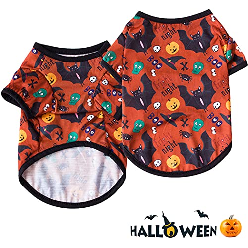 Oslueidy Disfraces de Halloween para Perros,Ropa de Calabaza para Mascotas Pijamas para Perros Ropa Perros para Cachorros Medianos Perros Pequeños Gatos Chihuahua Peluche Bomei (Murciélago Negro, S)