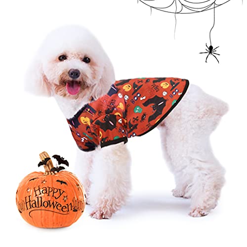 Oslueidy Disfraces de Halloween para Perros,Ropa de Calabaza para Mascotas Pijamas para Perros Ropa Perros para Cachorros Medianos Perros Pequeños Gatos Chihuahua Peluche Bomei (Murciélago Negro, S)