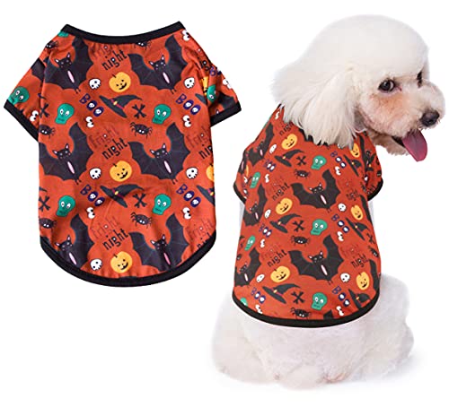 Oslueidy Disfraces de Halloween para Perros,Ropa de Calabaza para Mascotas Pijamas para Perros Ropa Perros para Cachorros Medianos Perros Pequeños Gatos Chihuahua Peluche Bomei (Murciélago Negro, S)