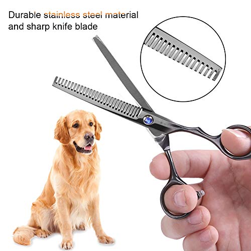 Oumefar Kit de Tijeras de Aseo de Mascotas de Acero Inoxidable 7 en 1 Tijeras de peluquería para Gatos Herramientas de Corte de Pelo para Adelgazamiento de Corte de Mascotas