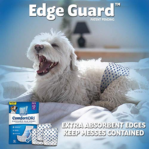 OUT! Envolturas desechables y absorbentes para perros machos con ajuste a prueba de fugas (paquete de 12)