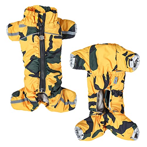 Overol de Invierno para Perros, Ropa Reflectante para Perros, Grueso, cálido, hinchado, para Cachorros, para Perros pequeños, Macho, Hembra, Totalmente Cubierto, Vientre, niño, Perro - Verde, 12