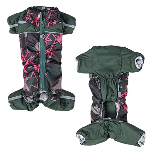 Overol de Invierno para Perros, Ropa Reflectante para Perros, Grueso, cálido, hinchado, para Cachorros, para Perros pequeños, Macho, Hembra, Totalmente Cubierto, Vientre, niño, Perro - Verde, 12
