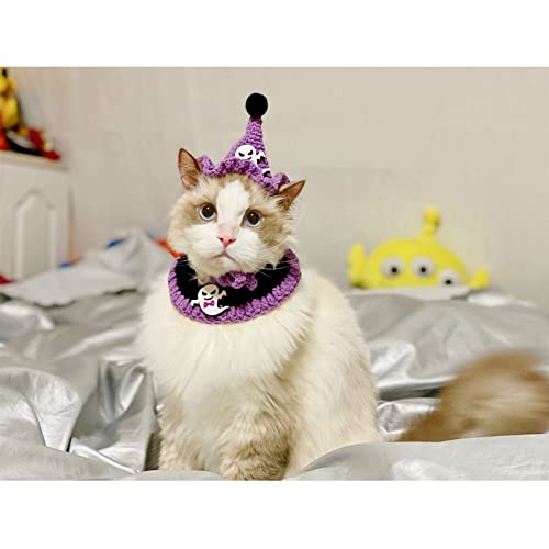 Ownlife Ropa de Mascotas Historieta Linda Kuromi Kulomi Gorra de Gato con Rosa bufón de bufón de Bufanda Accesorios de Traje de Fiesta for Perros pequeños Gatito niña niño (Color : Purple, Size : S)
