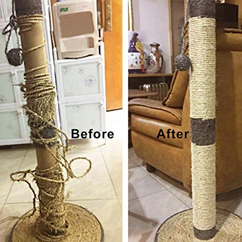 O'woda Natural Cuerda de Sisal Gatos 6mm, para Reemplazo Árbol Rascador para Gatos, Accesorios de Bricolaje Manualidades (Natural, 50M)