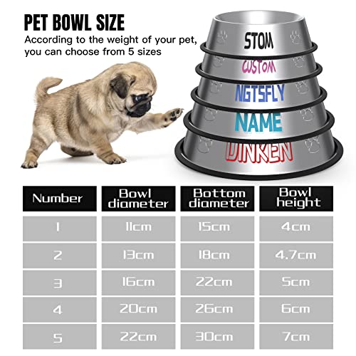 OXYEFEI Comedero perro personalizado, Comedero para Perro de Acero Inoxidable Grabado de texto en color,comedero y bebedero perro con Base Antideslizante,para Mascotas Pequeñas Gatos y perro (L)
