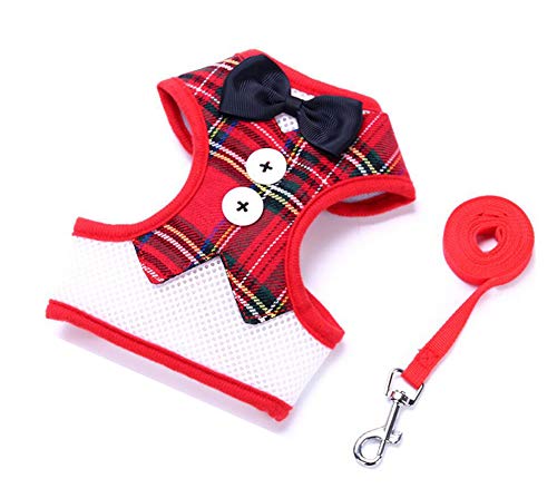 Oyccen Perro Gato Arnés Ajustable con Correa Chaleco de Malla Respirante Cachorros Bowknot Traje de Boda Ropa para Mascota Pequeño