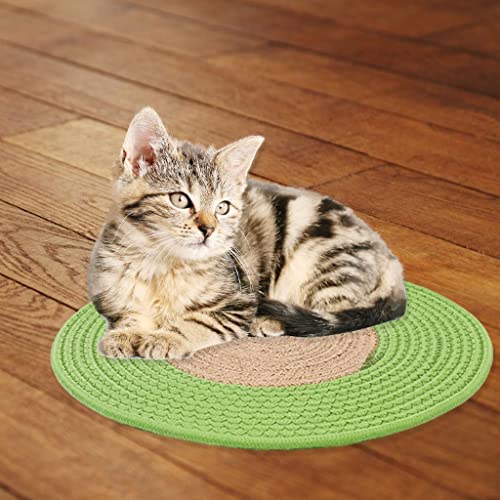 P Prettyia Almohadilla para Rascar para Gatos Almohadilla para Pulir Garra Lavable Hilo de Algodón Alfombra para Dormir Plegable 15.8 Pulgadas Alfombrilla para R - Marrón Verde
