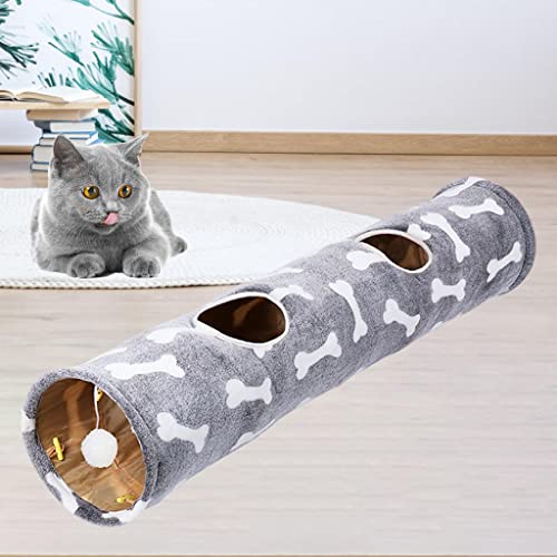 P Prettyia de Gato Papel de Timbre Plegable Resistente a los arañazos Diversión Suministros para Mascotas Tubo de Felpa Juguetes para Mascotas entretenidos - Gris