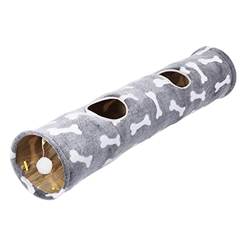 P Prettyia de Gato Papel de Timbre Plegable Resistente a los arañazos Diversión Suministros para Mascotas Tubo de Felpa Juguetes para Mascotas entretenidos - Gris
