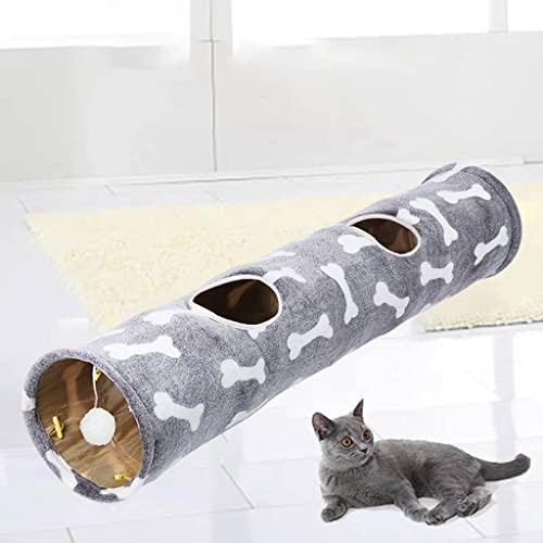 P Prettyia de Gato Papel de Timbre Plegable Resistente a los arañazos Diversión Suministros para Mascotas Tubo de Felpa Juguetes para Mascotas entretenidos - Gris