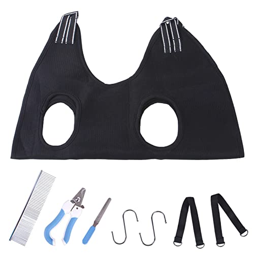 P Prettyia Hamaca Multifuncional para Aseo de Mascotas, Bolsa de Sujeción, Arnés de Hamaca, Soporte Duradero para Perros para Baño, Lavado, Gatos, Recorte de Uña - Negro M