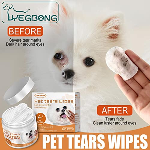 P Prettyia Toallitas para Ojos de Perro Mascota, 60 Unidades, removedor de Manchas de lágrimas de Gato, toallitas húmedas Suaves para Cachorros, toallitas