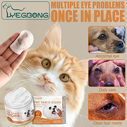 P Prettyia Toallitas para Ojos de Perro Mascota, 60 Unidades, removedor de Manchas de lágrimas de Gato, toallitas húmedas Suaves para Cachorros, toallitas