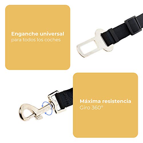 Pack Viaje Mascotas : 2 Cinturon Perro Coche + Bebedero dispensador portatil con Sistema Anti Goteo/Pack Especial Perros para Coches Accesorios para Mascota