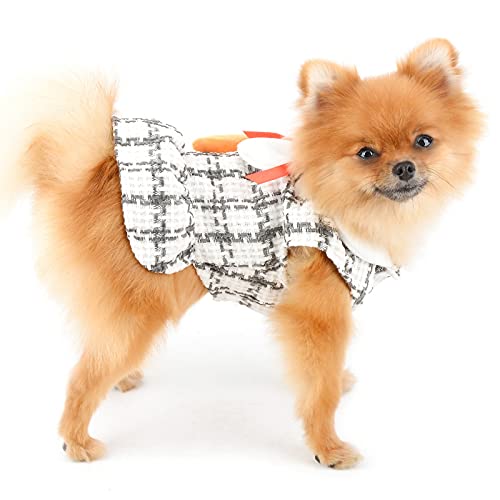 PAIDEFUL Abrigo de Lana para Perro Jersey de Tartán Cepillado Suéteres de Chihuahua Estilo Europeo Ropa de Invierno Suave y Cálida para Cachorros Pequeñas Ropa para Gatos Niñas Otoño Clima Frío