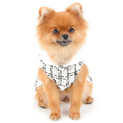 PAIDEFUL Abrigo de Lana para Perro Jersey de Tartán Cepillado Suéteres de Chihuahua Estilo Europeo Ropa de Invierno Suave y Cálida para Cachorros Pequeñas Ropa para Gatos Niñas Otoño Clima Frío
