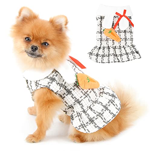 PAIDEFUL Abrigo de Lana para Perro Jersey de Tartán Cepillado Suéteres de Chihuahua Estilo Europeo Ropa de Invierno Suave y Cálida para Cachorros Pequeñas Ropa para Gatos Niñas Otoño Clima Frío