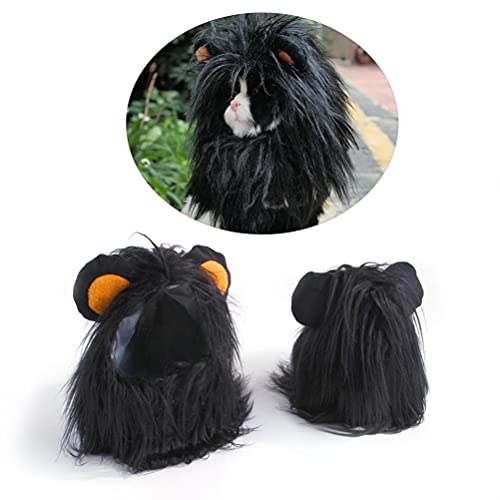 PAIQIU Sombrero de Pelo de león para Perros pequeños y Gatos, Peluca de Mascota para Perro, Gato, Sombrero de Pelo de león, Disfraz de Cosplay para Fiesta de Navidad y Halloween