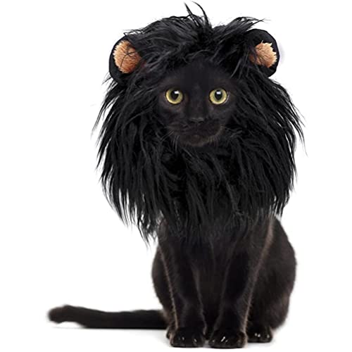 PAIQIU Sombrero de Pelo de león para Perros pequeños y Gatos, Peluca de Mascota para Perro, Gato, Sombrero de Pelo de león, Disfraz de Cosplay para Fiesta de Navidad y Halloween
