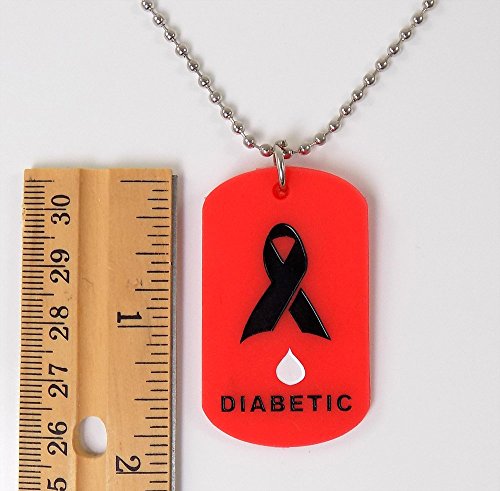 Paquete de 2 etiquetas para perros diabetes alerta médica collares rojo y negro silicona