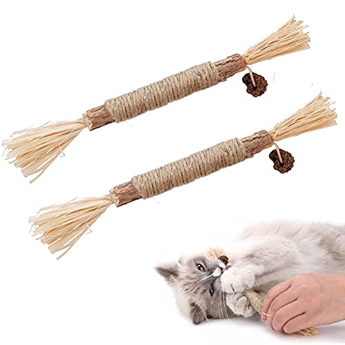 Paquete de 2 Juguetes para Masticar Hierba gatera, palitos para Masticar Gatos, palitos de Silvervine, Juguetes para Gatos, Escoba, palitos Naturales, para Tratar Gatos de Interior