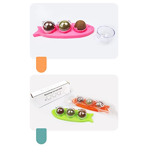 Paquete de 3 juguetes de pared de hierba gatera desmontables Silvervine bolas comestibles gatito Spinner juguetes para gatos lamen seguro gatito saludable trata juguetes para mascotas gato