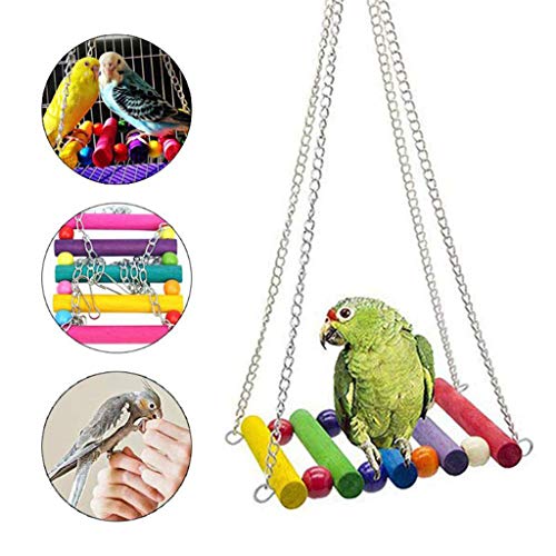 Paquete de 8 juguetes para loros de pájaro, jaula colgante para columpios, hamaca, campana, escalera, perca, juguetes para conos de jaula, periquitos, cacatúas, guacamayos, pinzas, miñas, pericos