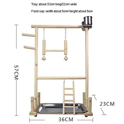 Parrot Bird Playground,Parrot Playground,Gimnasio de Juego de Ejercicio de Aves de Madera Natural,para Loros Cockatiel Budgie Finch (36 cm * 23 cm * 57 cm)