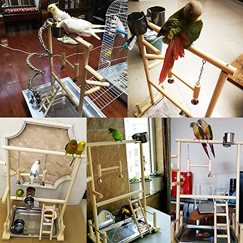 Parrot Bird Playground,Parrot Playground,Gimnasio de Juego de Ejercicio de Aves de Madera Natural,para Loros Cockatiel Budgie Finch (36 cm * 23 cm * 57 cm)