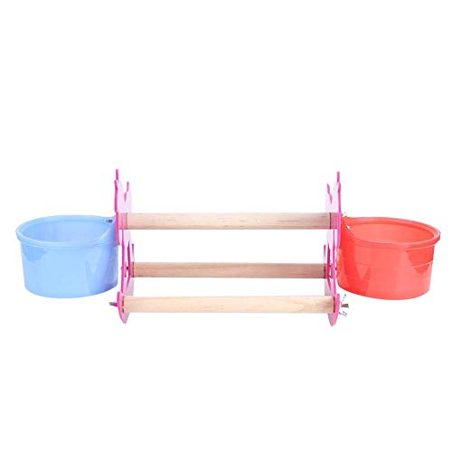 Parrots de mascotas swing acrílico permanente estante, forrajeo de alimentos silla mecedora silla pequeña forma de caballo pájaro mordiendo juguete de masticación con 2 tazas de alimentación lucar