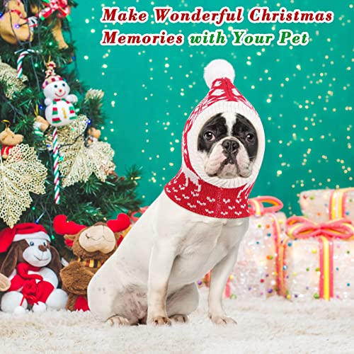 Pawaboo Gorra de Punto para Mascotas, Gorro Navideño para Perros, Gorro Abrigo en Invierno, con Pompón de Ganchillo, como Regalo para Navidad, Adecuado para Gatitos, Cachorros, M, Rojo Navideño