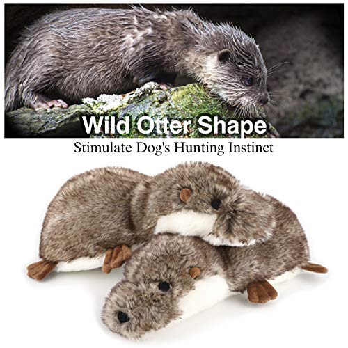 Pawaboo Juguete Peluche de Nutria para Perros, Diseño de Nutria de Simulación Animal Felpa Blandos con Sonido Chirriante para Masticar Cachorro no Tóxico - Gris Marrón