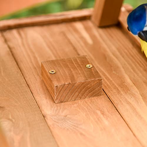 Pawhut Comedero para Pájaros de Pie de Madera Maciza 49x45x139 cm con Techo Asfáltico Alimentador de Aves Silvestres para Exterior Jardín Natural