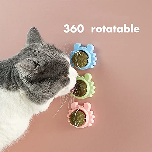 pawstrip Bolas de pared Catnip para gato lamiendo gatito interactivo giratorio juguetes gatito natural comestible menta Snack para masticar limpieza de dientes