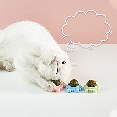 pawstrip Bolas de pared Catnip para gato lamiendo gatito interactivo giratorio juguetes gatito natural comestible menta Snack para masticar limpieza de dientes