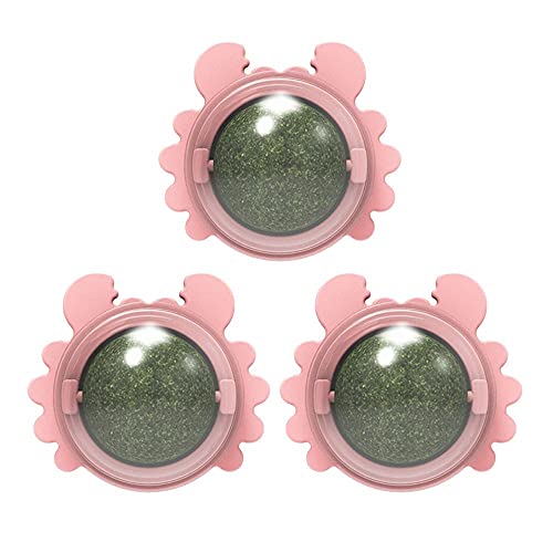 pawstrip Bolas de pared Catnip para gato lamiendo gatito interactivo giratorio juguetes gatito natural comestible menta Snack para masticar limpieza de dientes