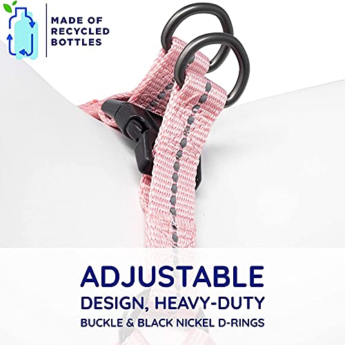 Pawtitas ♻️ Arnes para Perro Reciclado con Costura Reflectante | Arnes para Cachorros Hecho de Botellas de plástico recogidas del Oceano - Arnes Flor de Cerezo Rosa Extra Pequeño